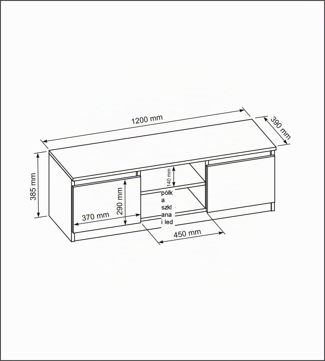 meble masztalerz TV Schrank Eiche-Sonoma Matt mit 2 Ablagen und 2 Türen, 120 cm, Lowboard, Stehender