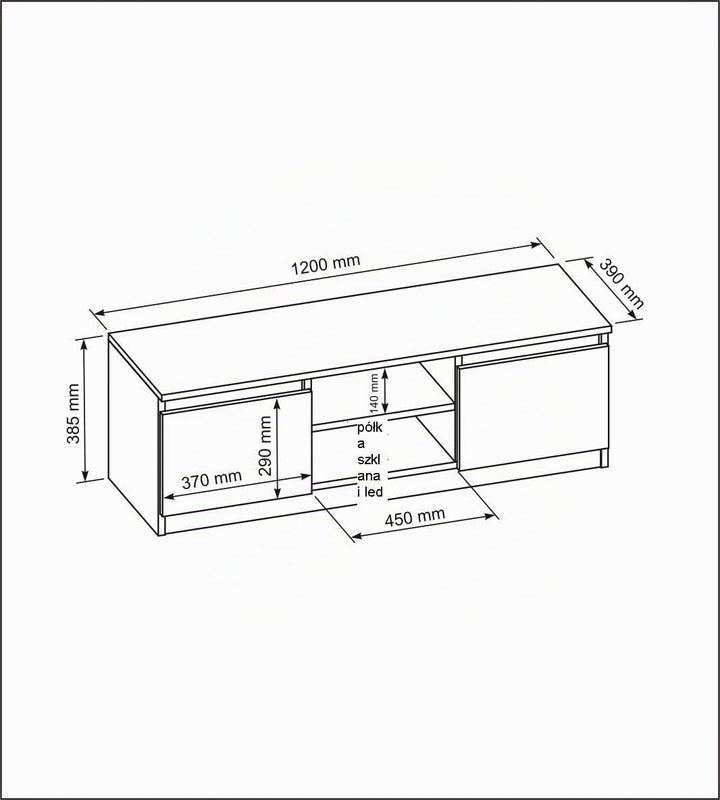 meble masztalerz TV Schrank Eiche-Sonoma Matt mit 2 Ablagen und 2 Türen, 120 cm, Lowboard, Stehender