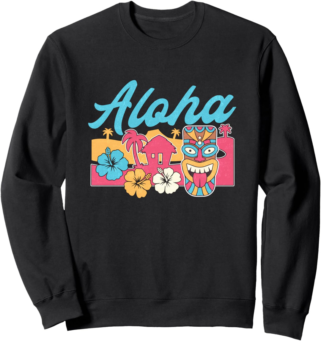 Aloha beach summer vacation casual color tiki graphic Sweatshirt