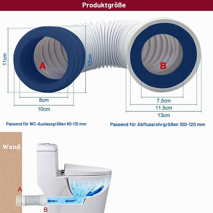 Universeller Toiletten-Abflussrohrverbinder, Ausziehbar 280-650mm, Langlebige, Zuverlässige Dichtung
