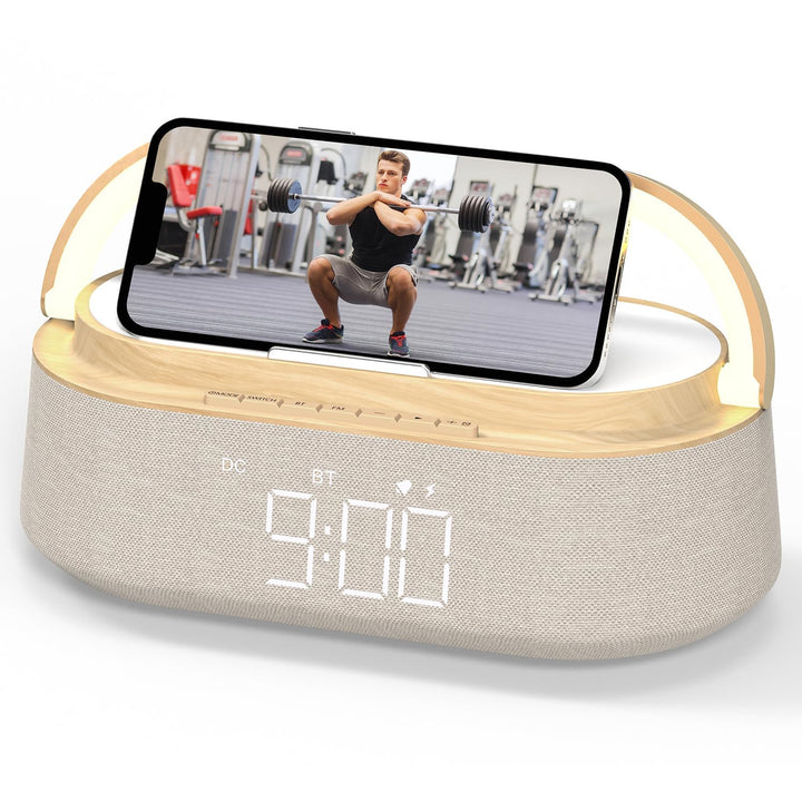 COLSUR Radiowecker Digital mit Wireless Charger, Bluetooth Lautsprecher mit USB-Ladegerät, Smart Wec