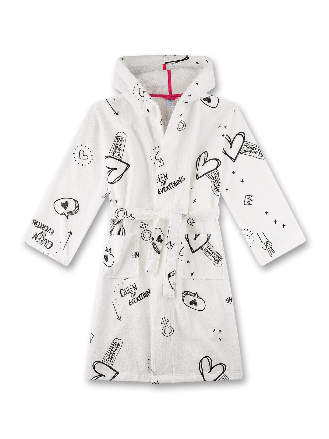 Sanetta Mädchen-Bademantel beige Graffiti Mädchen-Bademantel Frottée beige | Gemütlicher Kinderbadem