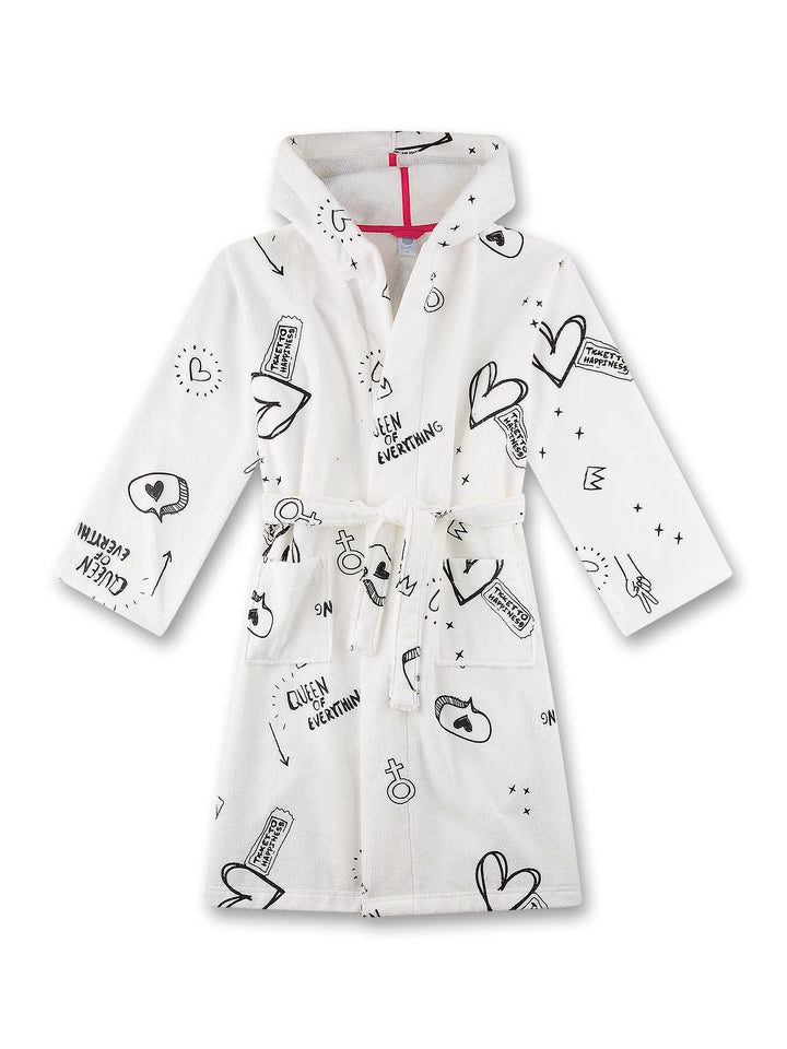 Sanetta Mädchen-Bademantel beige Graffiti Mädchen-Bademantel Frottée beige | Gemütlicher Kinderbadem