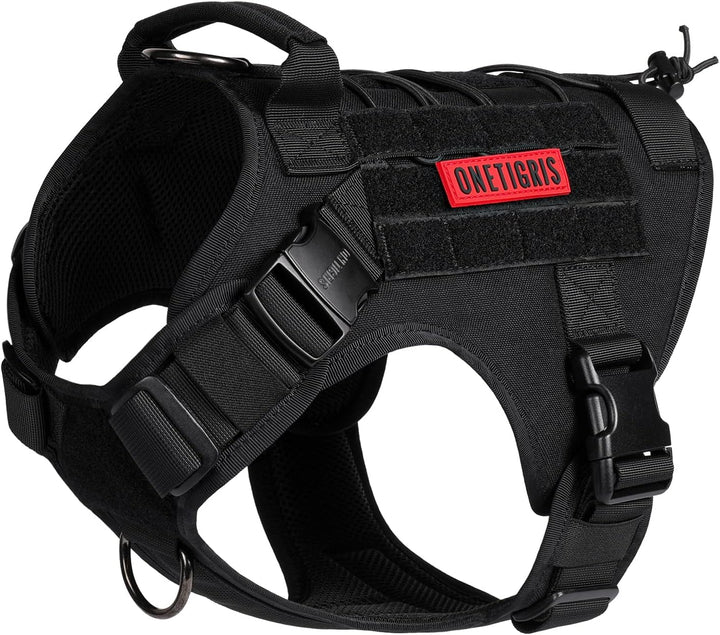 OneTigris Fire Watcher 2.0 Molle Hundegeschirr mit Griff und Schnalle aus Metall S Schwarz, S Schwar