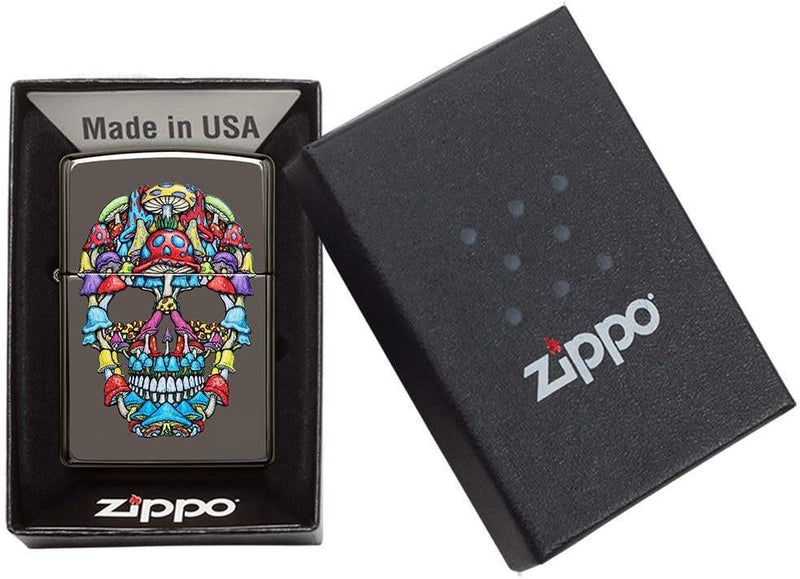 ZIPPO – Totenkopf Design, Color Image, Black Ice – Sturmfeuerzeug, nachfüllbar, in hochwertiger Gesc