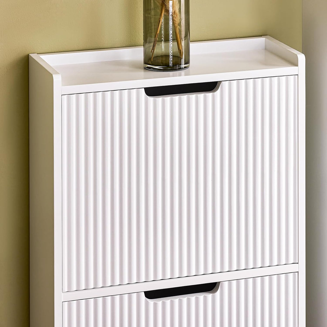 SoBuy Schuhschrank Schmal - Schuhkipper Schmal mit 3 Türen - Ideal für Enge Flure, Eingangsbereich o