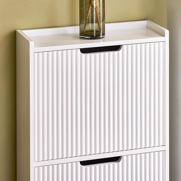 SoBuy Schuhschrank Schmal - Schuhkipper Schmal mit 3 Türen - Ideal für Enge Flure, Eingangsbereich o