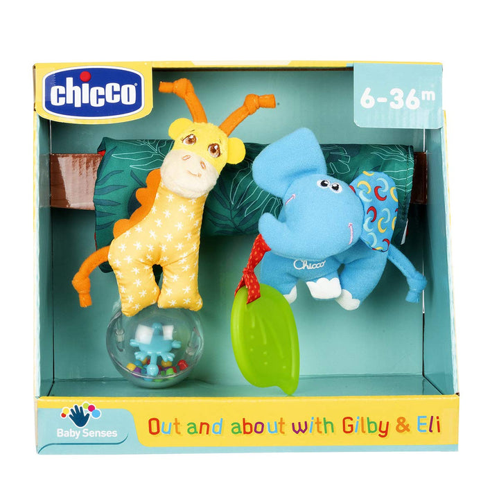 Chicco Spielzeug für Kinderwagen „Tiere der Savanne“, Spielzeug für Kinderwagen, mit lustigen Spiela