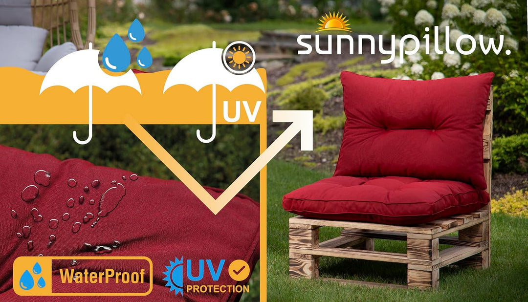 sunnypillow Polster für Gartenmöbel - Sitzkissen 40 x 40 cm für Rattanmöbel - Stuhlauflage Outdoor,