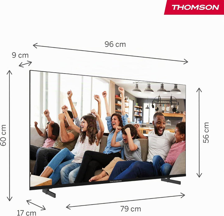 THOMSON 43 Zoll (109cm) 4K Ultra HD Smart Google TV, Wi-Fi, Dolby Audio, HDR10, Bluetooth 5.1, Tripl