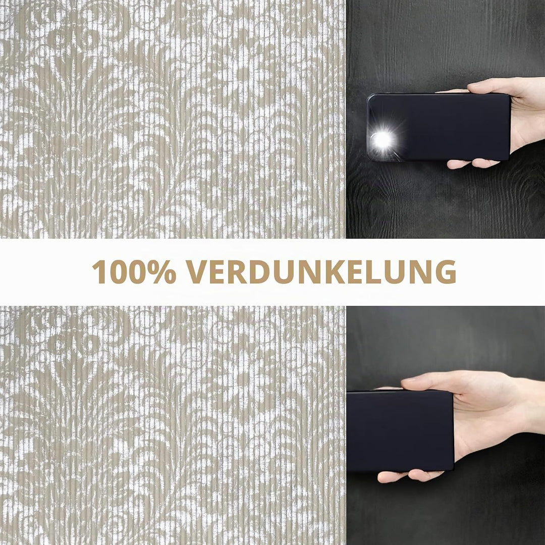 always4u 100% Blickdicht Vorhang Elegante Gardinen mit Sliber Muster Verdunkelung Schallschutz mit Ö