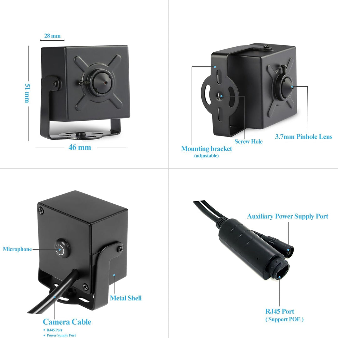 REVODATA TSEye Mini 5MP PoE IP Kamera mit Audio, 3.7mm Pinhole Objektiv, Ultra HD 2880 x 1620P@20fps