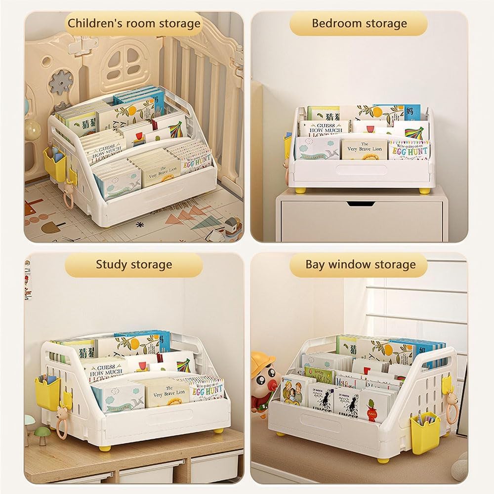 NUODWELL Kinderregal, Kinderregal mit 3 Ebenen, Montessori-Regal, Organizer für Bücher und Spielzeug
