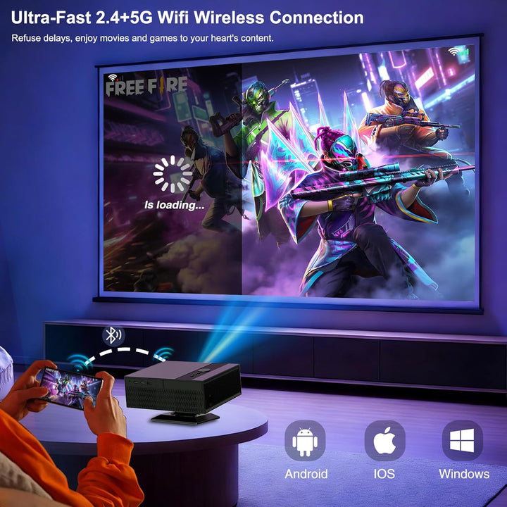 [Google TV & Offizielle Apps] Beamer 4K 8K Unterstützt, Smart Beamer Heimkino 1080P FHD, Autofokus &