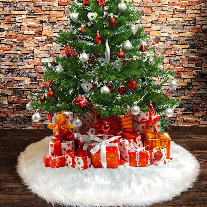 Weihnachtsbaum Rock, NTMY Plüsch Weiss Baum Röcke Decke Weisser Fell Christbaumständer (122cm)