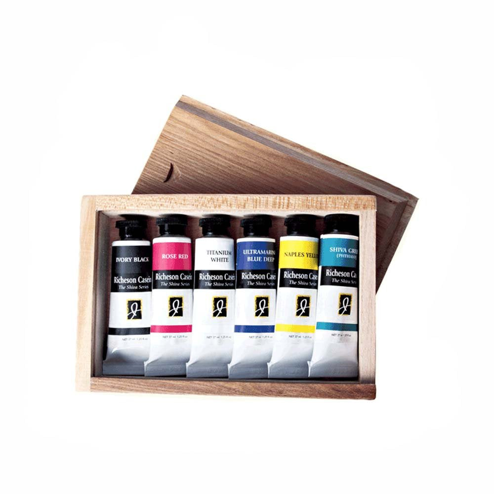 Jack Richeson Casein Künstler-Farben in Holzbox, 6 Stück