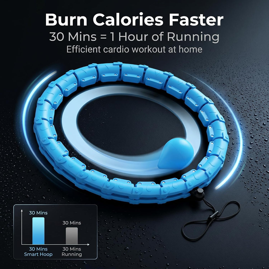 Smart Hula Hoop mit Gewicht 0.36kg, 32 Knoten Verstellbar 57-165 cm, Hula Hoop Reifen mit Gewicht zu