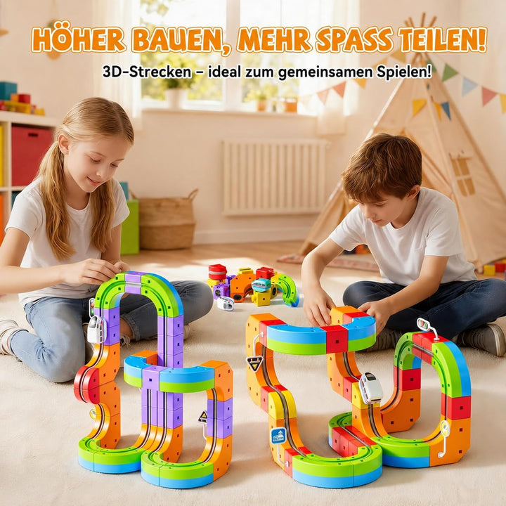 Umikk Clickrail Electric Train Set Flexible Race Track, Magic Rail Block, Magic Rail Block mit Schwe