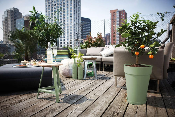 elho Loft Urban Rund Hoch 35 - Blumentopf für Aussen - Ø 33.5 x H 45.3 cm - Grün/Pistazien Grün