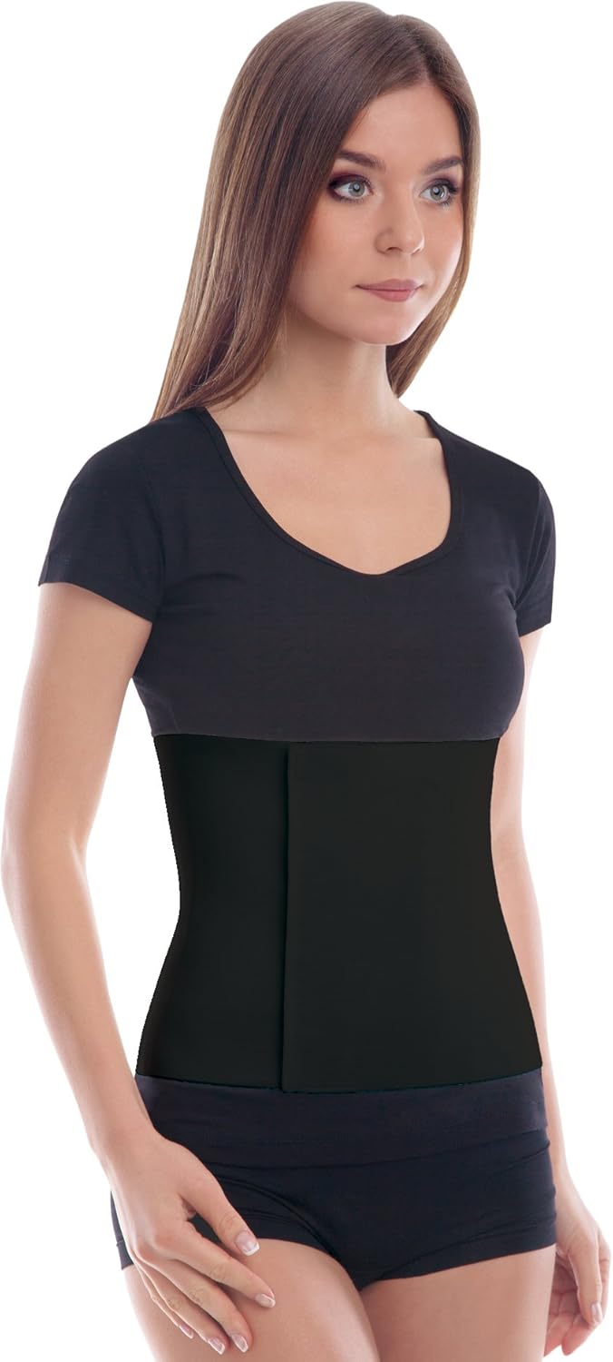 TOROS-GROUP Postpartum Gürtel/Postoperative Binder Bauch Band Elastische 24 cm (XXX-Large, Schwarz)