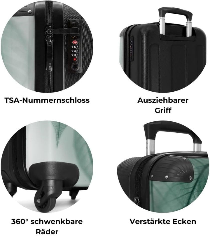 NoBoringSuitcases.com® Koffer Handgepäck Trolley Rollkoffer Kleine Reisekoffer mit 4 Rollen - Blätte