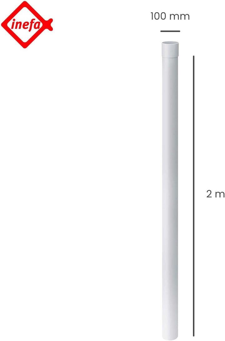 INEFA Fallrohr Kunststoff 200cm DN100 / 100mm, Weiss, Dachrinnenzubehör, einfache Steckmontage, Made