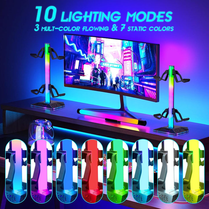 Todeco RGB Kopfhörer Ständer, Universaler Game Controller Ständer, Kopfhörer Halter mit 10 Lichtmodi