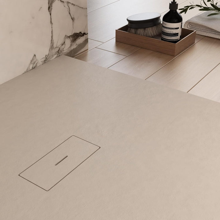 OLIMPO DOCCE - Duschtasse aus Marmorharz, Creme, Steinoptik, MAKA - 80 x 140 cm 140x80, 140x80