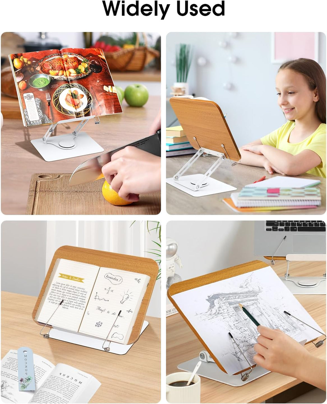 MSDADA Buchständer, Verstellbarer Buchhalter mit 360° drehbarer Basis, Kochbuchständer, Rezeptbuchha