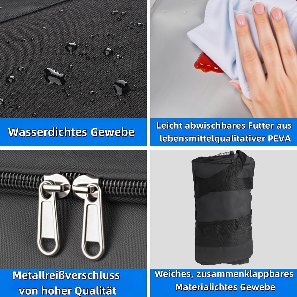 Kühltasche mit 3 Eissacksätzen, Wasserdicht, 18 Dosen Kapazität, 20 Stunden Kühldauer, für Strand un