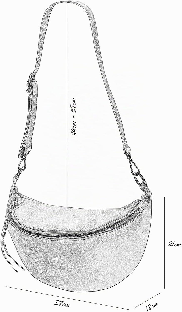 SH Leder echt Leder Damen unisex Brusttasche für Festival Reise mittelgross Hüfttasche Crossbody Bag