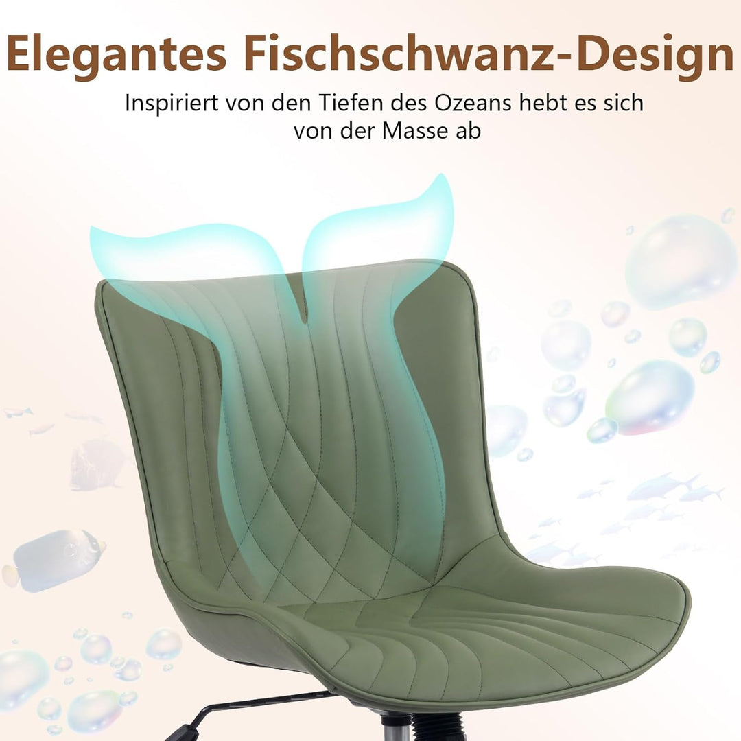 YOUTASTE Bürostuhl Ergonomischer im Fischschwanz-Design, Schreibtischstuhl Drehstuhl mit Rollen, Höh