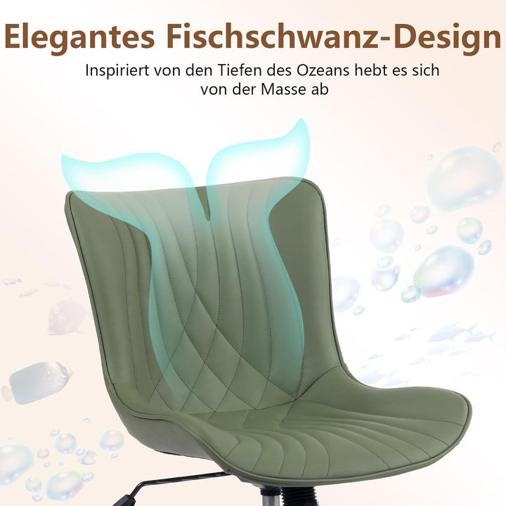 YOUTASTE Bürostuhl Ergonomischer im Fischschwanz-Design, Schreibtischstuhl Drehstuhl mit Rollen, Höh