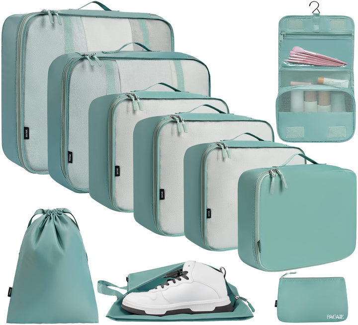 BAGAIL 10er-Set Packwürfel in verschiedenen Grössen Packorganizer für Reisezubehör Handgepäck Koffer