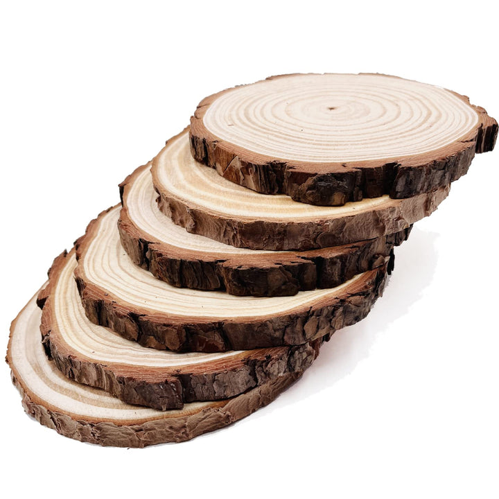Natürliche, runde Scheiben, rustikale Holzscheiben, 6 Stück, 16-17 cm, unlackiertes Holz-Set, Kreise