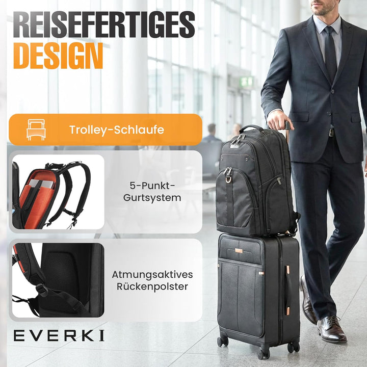 Everki Atlas Business-Laptoprucksack 32 L für 13–17,3 Zoll – ergonomischer, reisefreundlicher Notebo