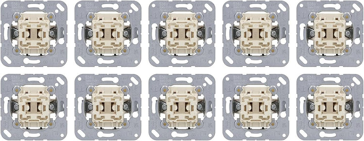 JUNG AS 500 Alpinweiss 10er Set (Wechselschalter Aus- und Wechselschaltung), Wechselschalter