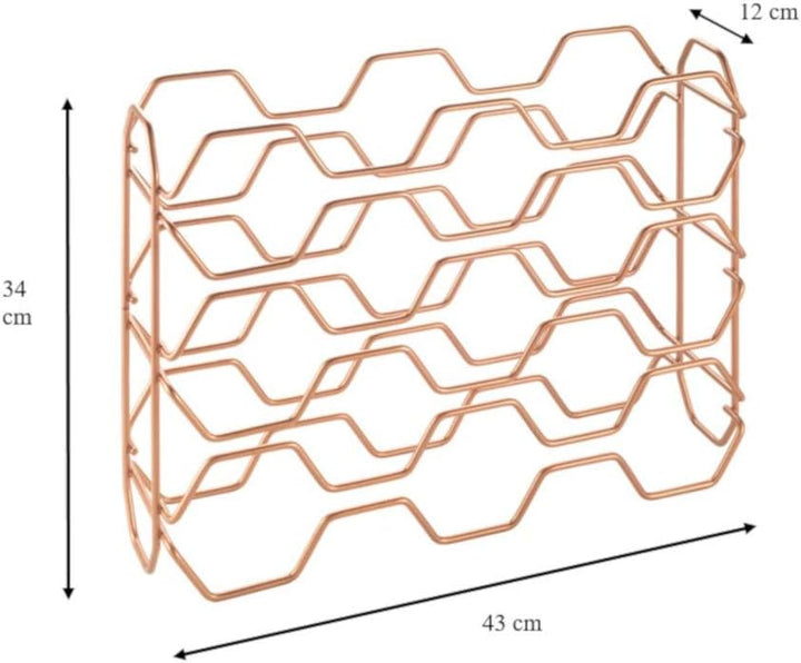 Metaltex Hexagon 15 Flaschenregal in Kupfer 43x12x34cm Kupferfarben, Kupferfarben