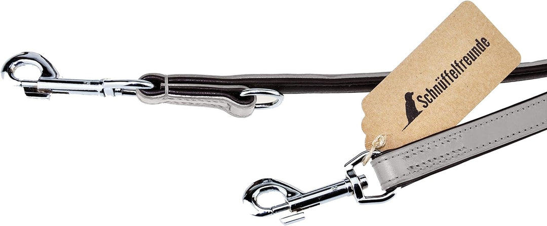Schnüffelfreunde Hundeleine aus Leder (230cm, Grau) 230cm Grau, 230cm Grau