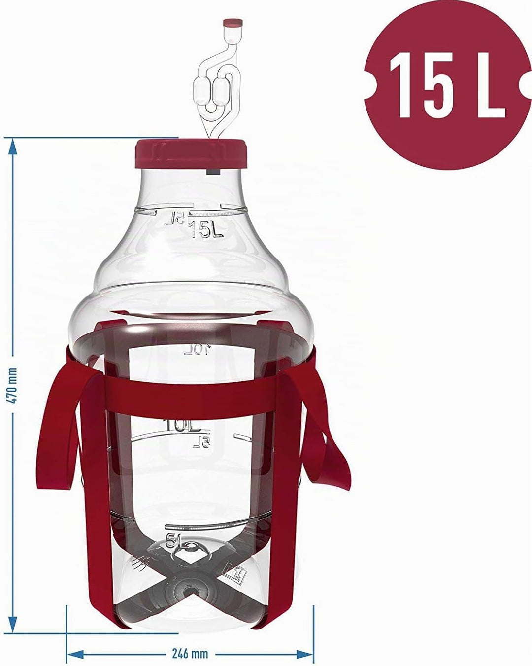 lilawelt24 15 L Gärballon Weinballon Gärbehälter Flasche Weithalsballon Gummistopfen Gärspund Gärung