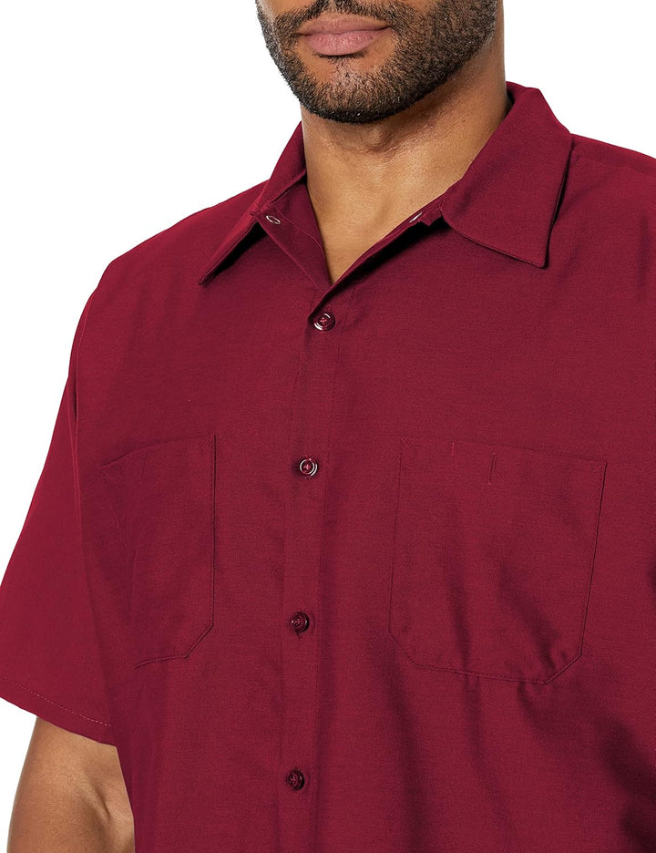 Red Kap Herren Men's Short Sleeve Industrial Work Shirt Work Utility Hemd (1er Pack) XL Burgunder, X