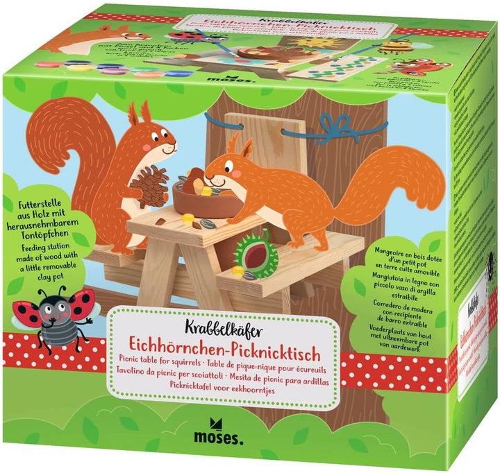 moses Eichhörnchen-Picknicktisch, Eichhörnchen Futterstelle für Garten, Balkon, Terrasse oder im anl