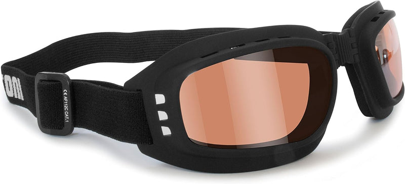 Bertoni Motorradbrille mit stossfesten Gläsern, beschlagfrei, verstellbar, elastisch, AF112 (schwarz