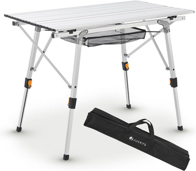 Juskys Campingtisch Picco - Aluminium Tisch 90 x 52 cm leicht, klappbar, höhenverstellbar - Camping,