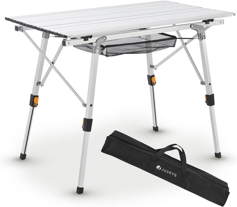 Juskys Campingtisch Picco - Aluminium Tisch 90 x 52 cm leicht, klappbar, höhenverstellbar - Camping,