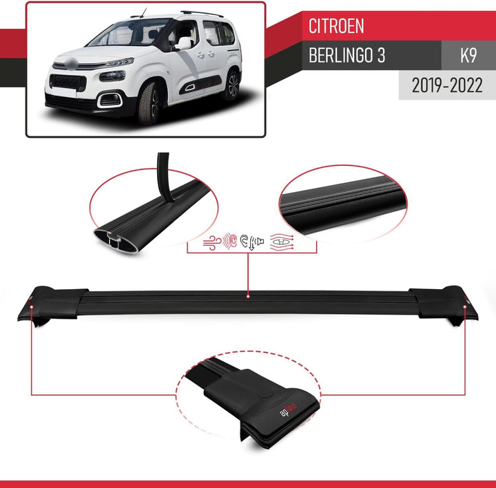 MDAK Kompatibel mit Citroen Berlingo 3 (K9) 2019-2022 Fly Model Relingträger Dachträger Auto Gepäckt