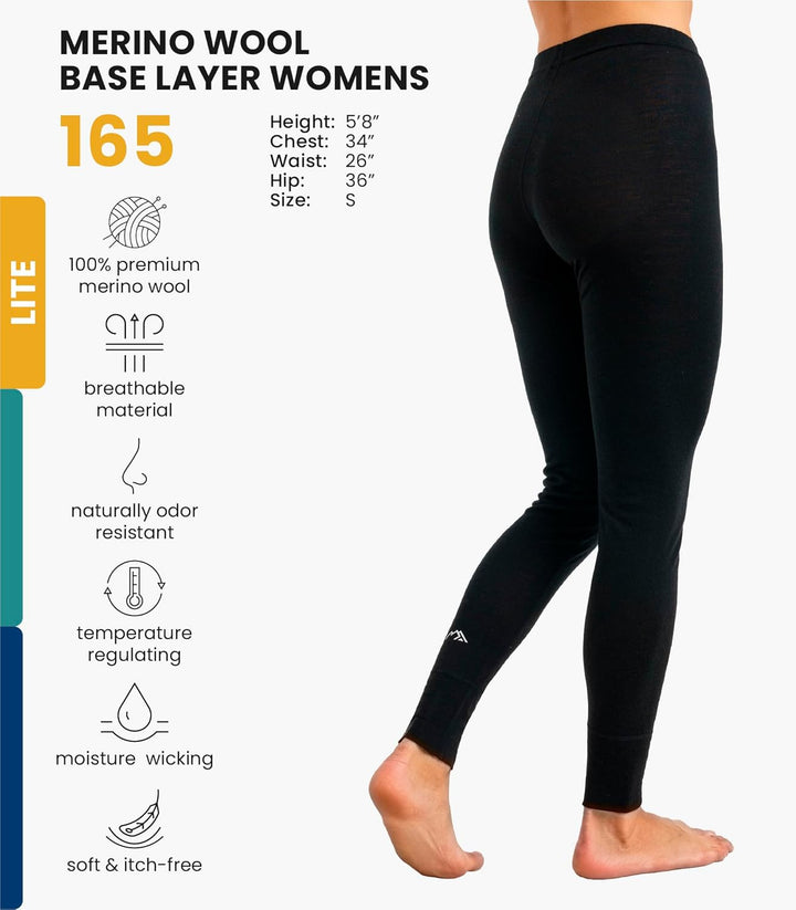 Merino Wolle Thermounterwäsche Damen - Merino Unterhose Damen Merino Leggings + Wollsocken XS 165 Bl