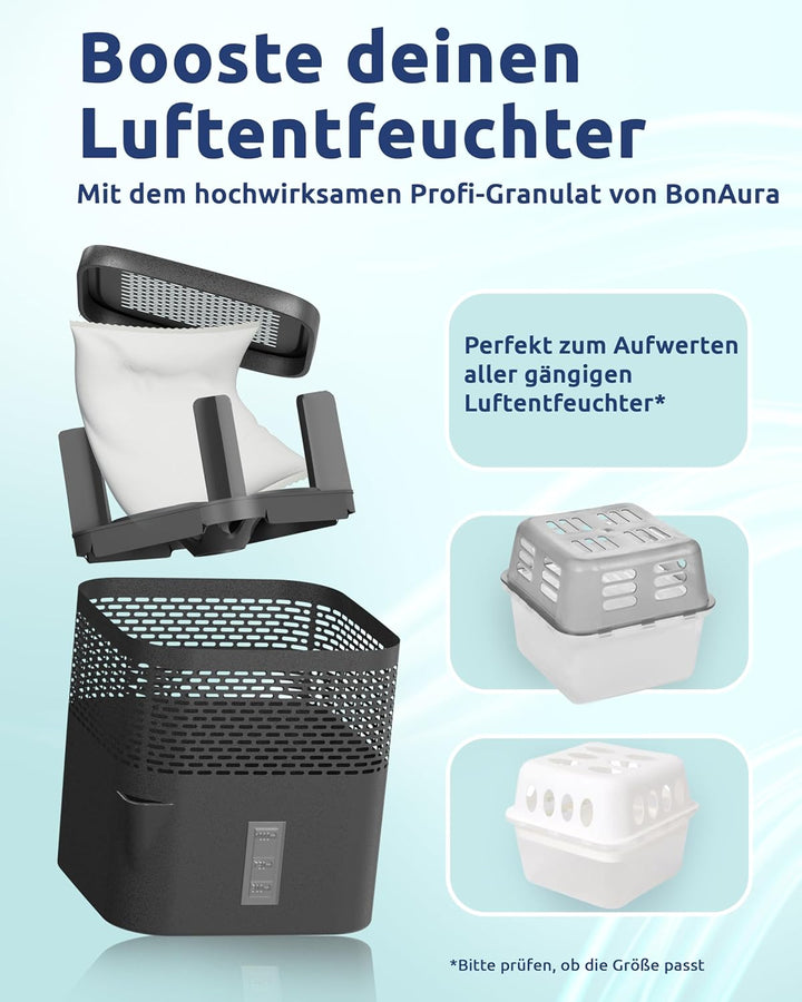 BonAura® AirOne Lite Luftentfeuchter Nachfüllpack I 12er Set 450g Luftentfeuchter Granulat I Entfeuc