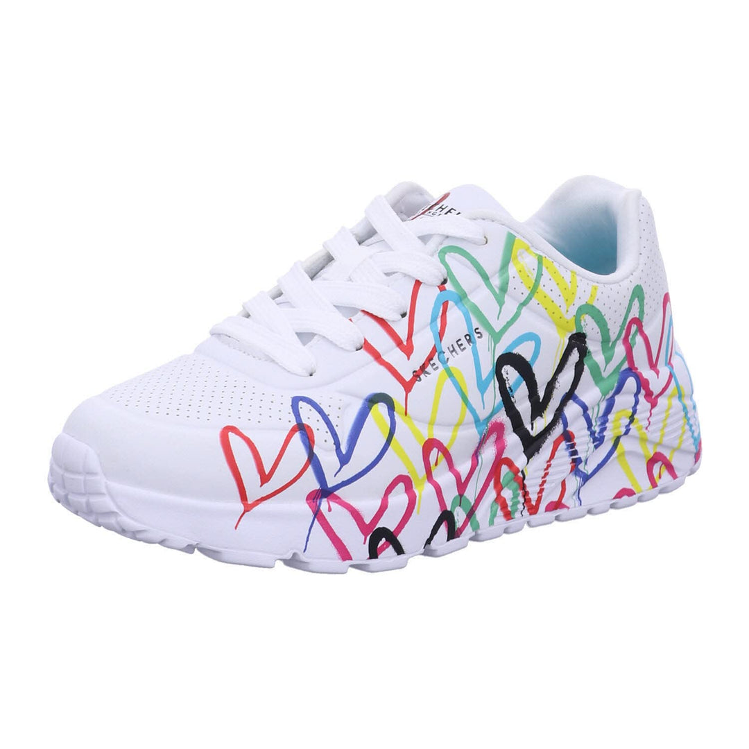 Skechers Girl's 314064l Wmlt Sneaker 30 EU White Synthetic Multi Trim, 30 EU White Synthetic Multi T