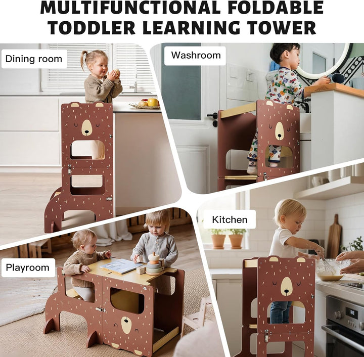 labebe lernturm ab 1 Jahr, Grossformat Montessori Lernturm klappbar, 3 in 1 Multifunktion Learning T
